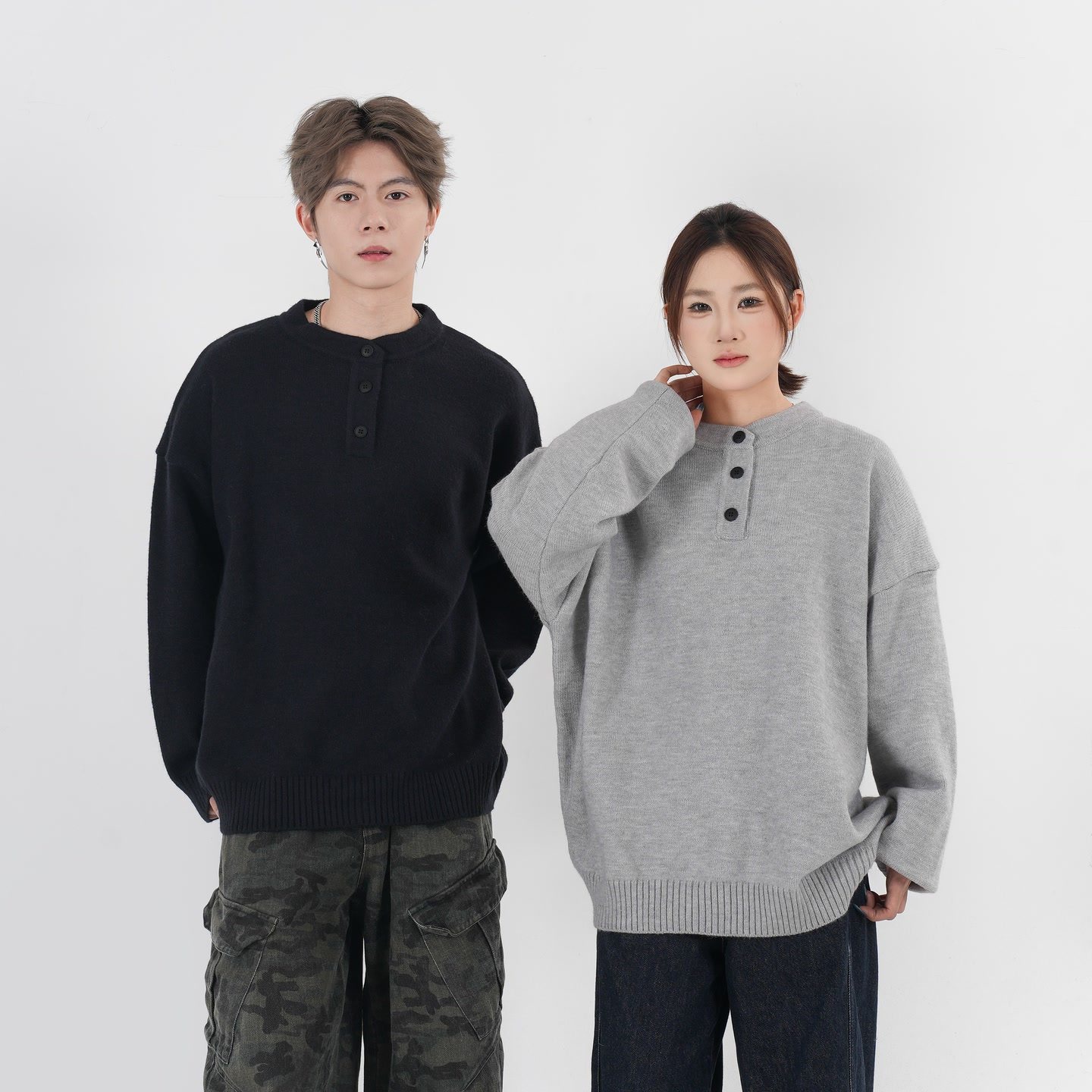 SC毛衣男款2025新款韩系针织衫慵懒百搭半纽扣亨利领毛衣GK-3310