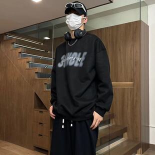 SC春秋麂皮绒反光虚幻印花休闲百搭宽松上衣圆领卫衣AS 8022