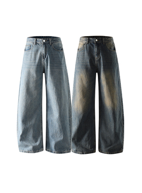 【GD系列】春秋美式水洗做旧复古百搭宽松高街直筒牛仔裤PC-030