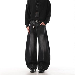 美式 春季 水洗做旧擦白百搭高街拖地裤 阔腿牛仔裤 047 GD系列