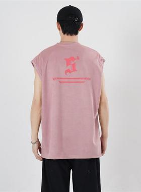 SC夏季虚幻网点印花220g麂皮绒百搭休闲宽松坎肩背心A港风AS-2730