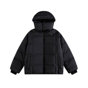 阿叔冬季 2116 立领简约纯色百搭宽松休闲保暖连帽羽绒服外套360