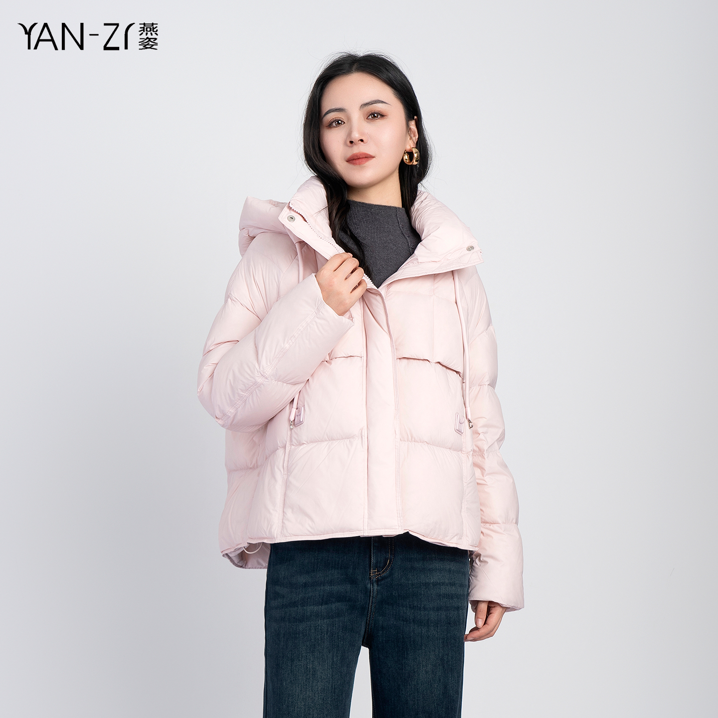 90白鸭绒泡芙连帽短款羽绒服