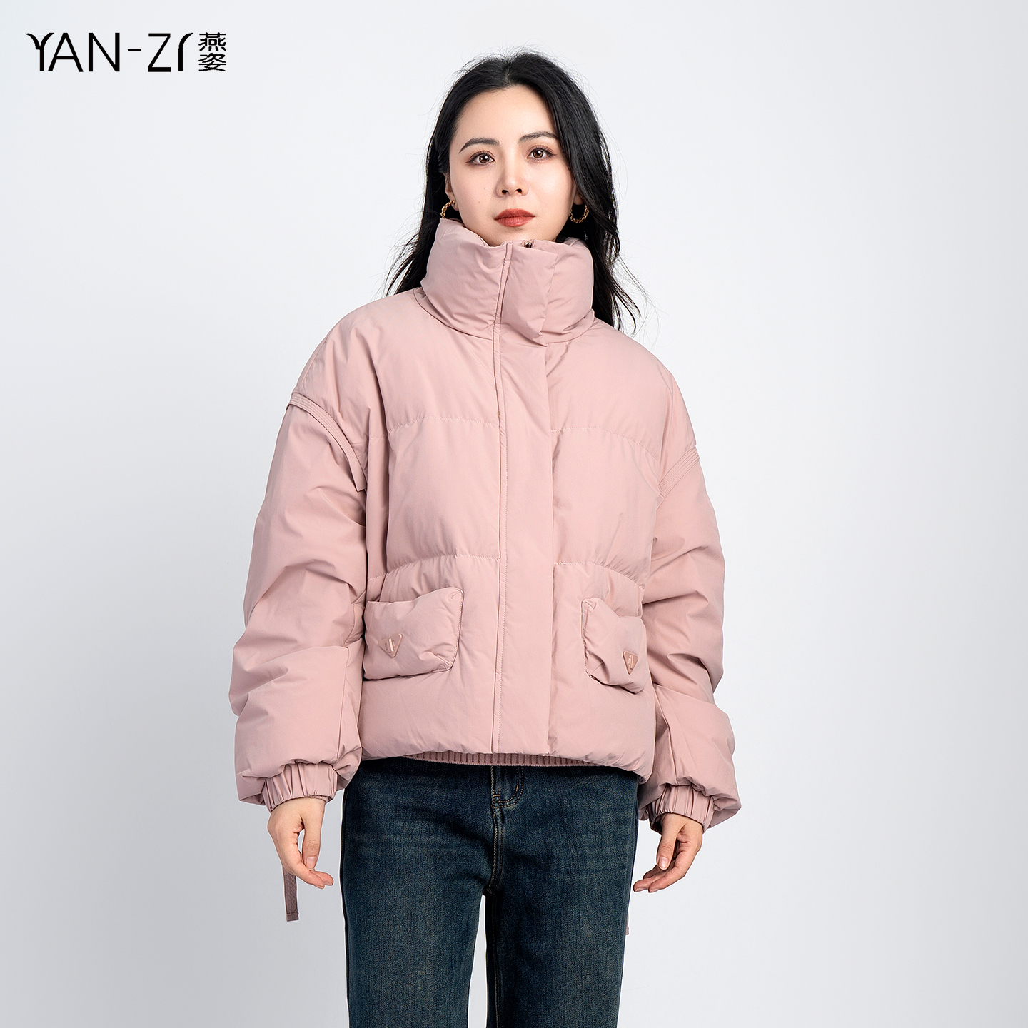 气质立领设计感短款面包服羽绒服