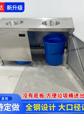 不锈钢收残柜泔水台单孔双孔残食台垃圾桶收集垃圾柜体带门无底板