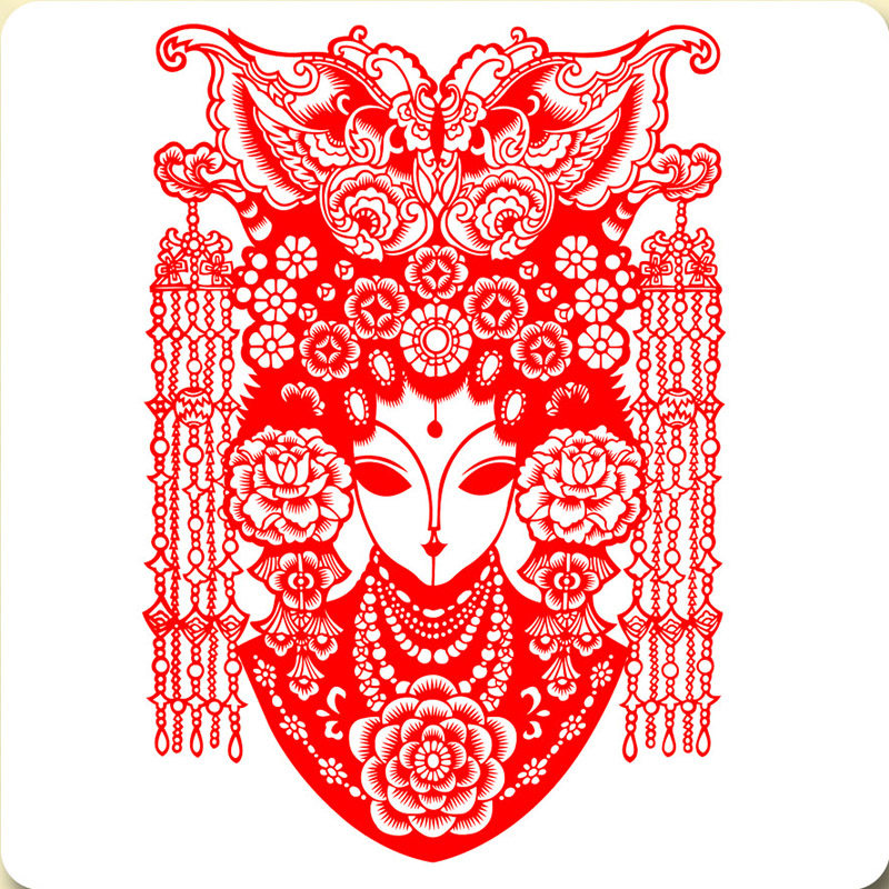 蔚县彩色手工剪纸窗花 春节年画非遗工艺人物京剧脸谱出国礼品