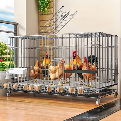 鸡笼子家用室外特大号防雨家用室内折叠自动清粪鸡舍铁丝网养殖笼
