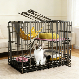 双层猫笼子家用室内超大自由空间带厕所一体可折叠便捷外出猫别墅