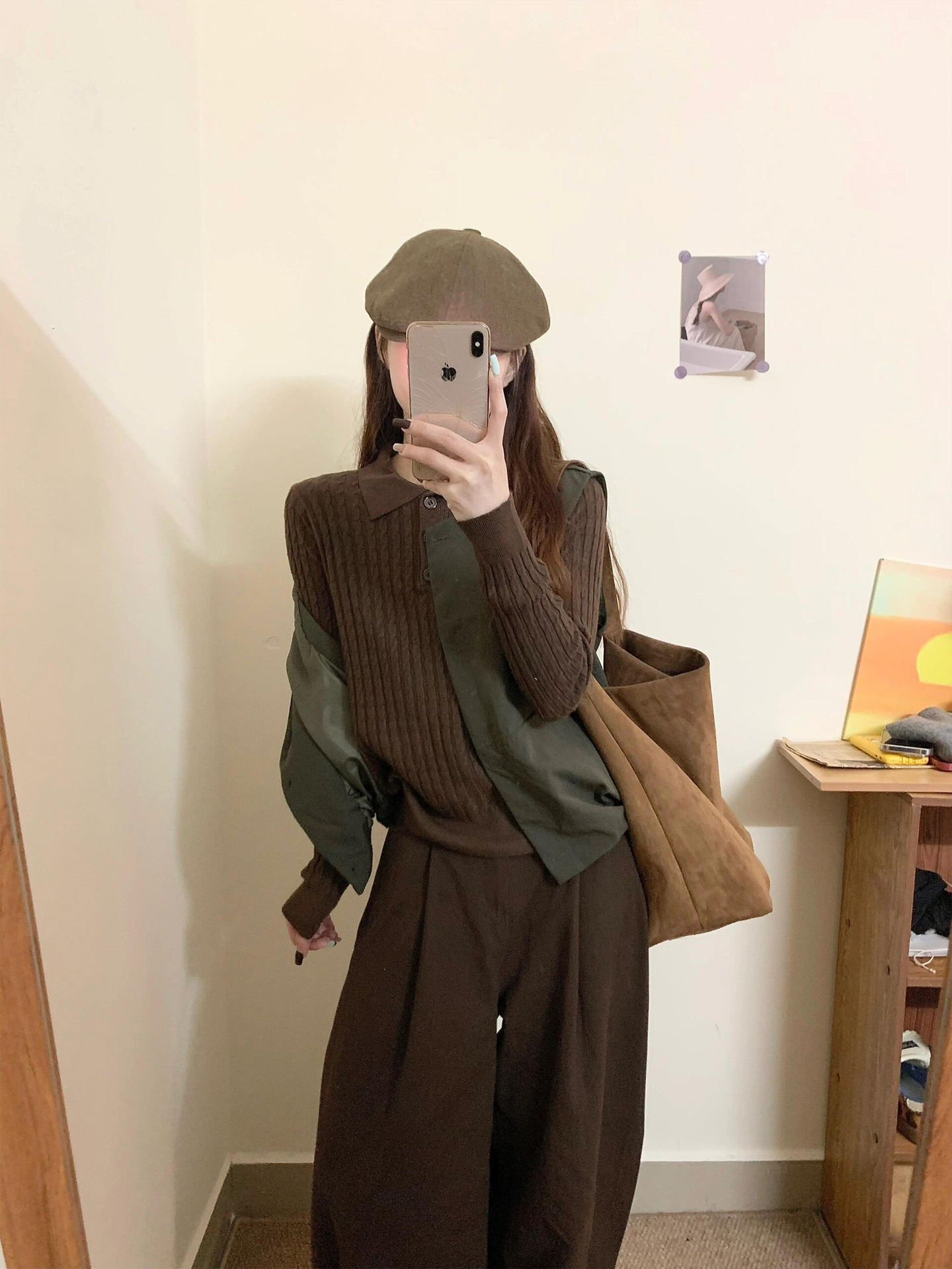 Autumn Ootd Outfit: a Complete Set of Plus-Size Knitwear, Vest, Wide-Leg Pants, Casual Retro Three-Piece Suit for Women