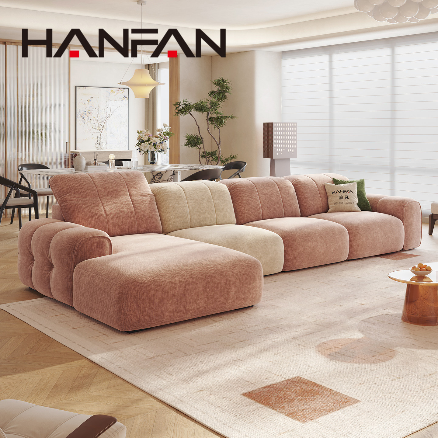 2026年新款拼色奶油风防猫抓客厅布艺沙发布套可拆洗雪尼尔绒贵妃