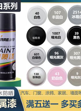 黑白色手喷漆汽车修补漆涂鸦墙面自动喷漆铁门木门家具修补喷漆