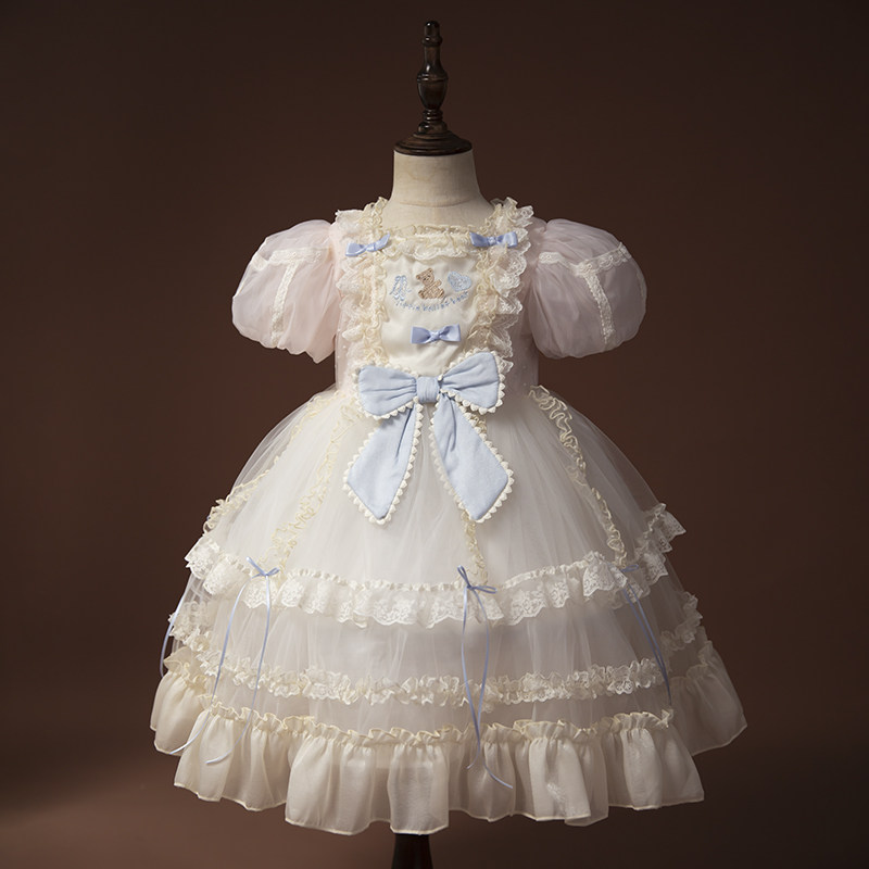 女童夏季洛丽塔重工粉色公主连衣裙生日礼服蛋糕裙女宝可爱纱裙