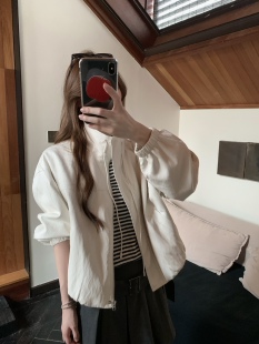 Noodle家-韩版立领短款皮夹克女春季宽松显瘦百搭休闲外套小个子