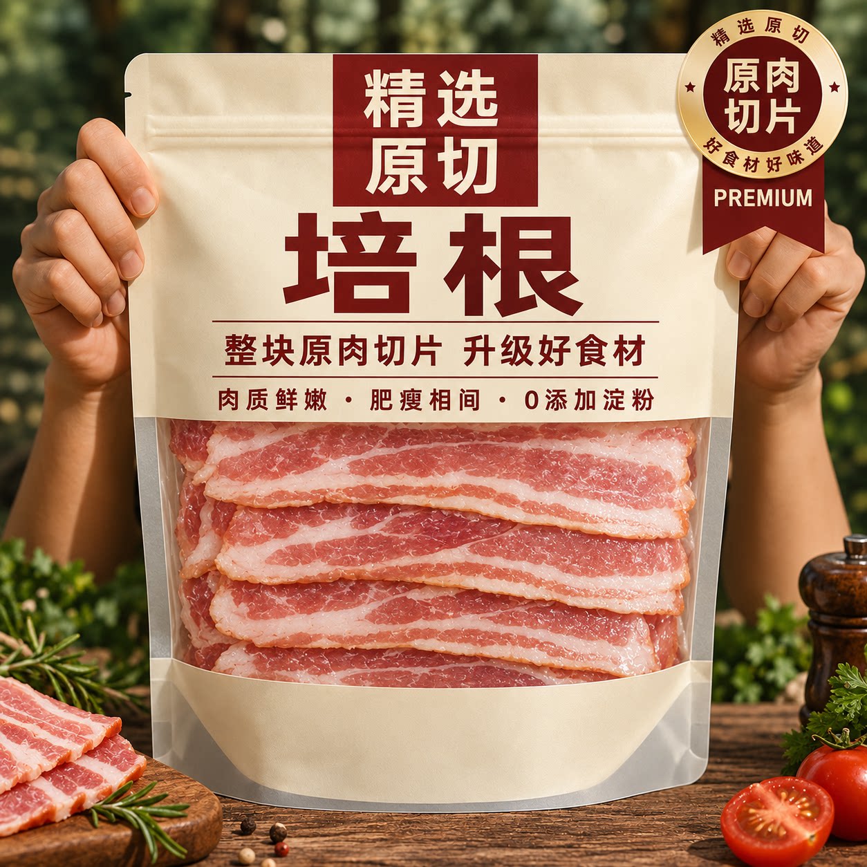 【品质甄选】原切培根烟熏厚切培根三明治肉香浓郁营养早餐旗舰店