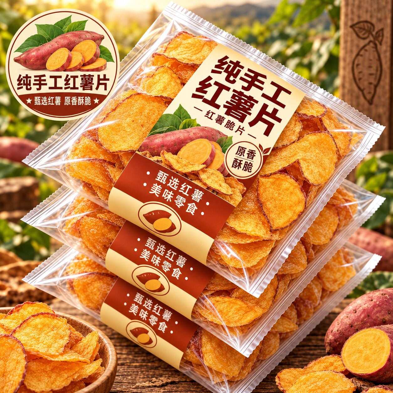 纯手工红薯片香脆甘梅地瓜片儿童零食原切薄脆咸香酥脆官方旗舰店