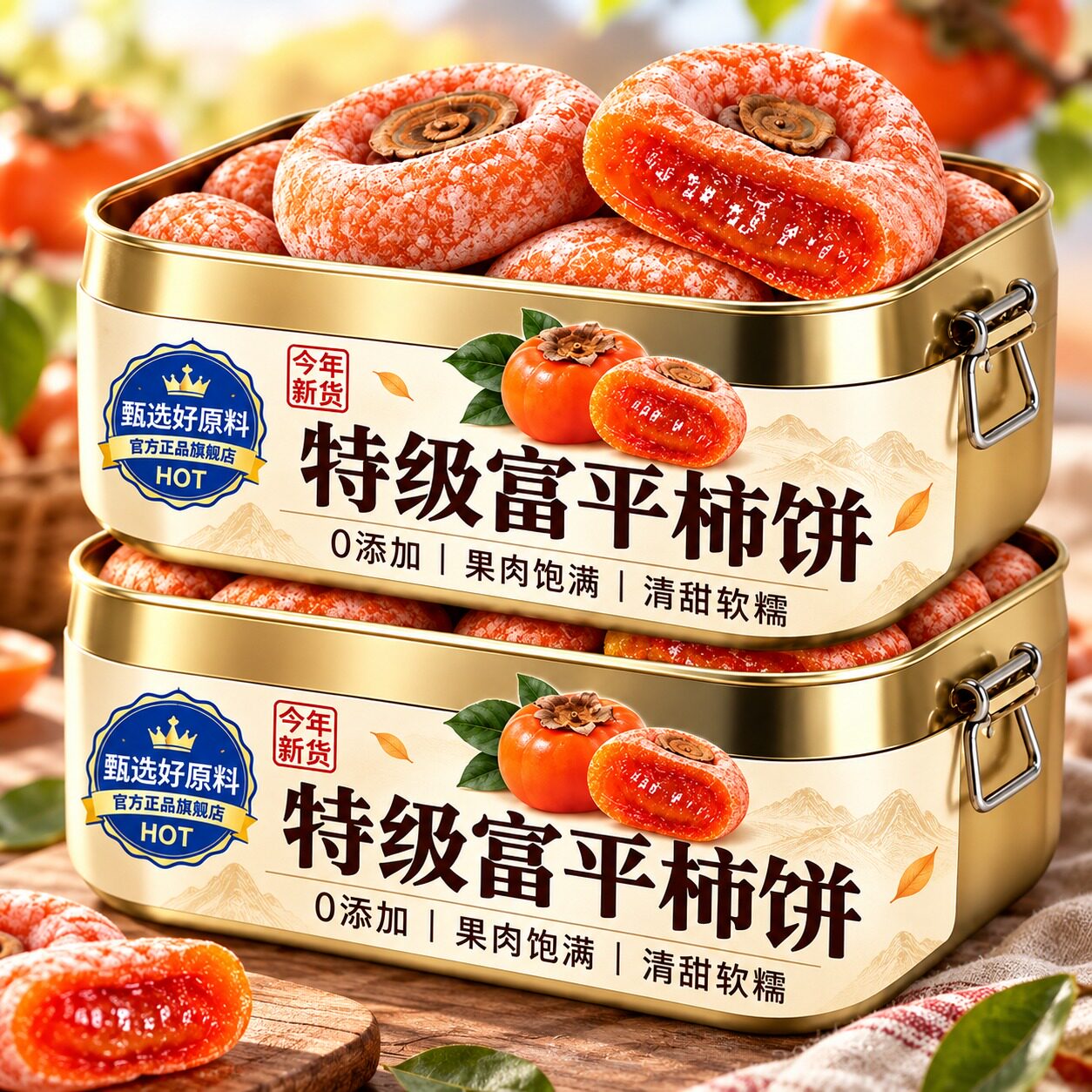 2026新货柿饼陕西富平农家10斤流心吊柿饼特级官方旗舰店老式霜降