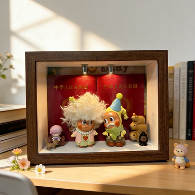 适用泡泡玛特星星人怦然心动盲盒收纳盒手办diy场景展示相框礼物