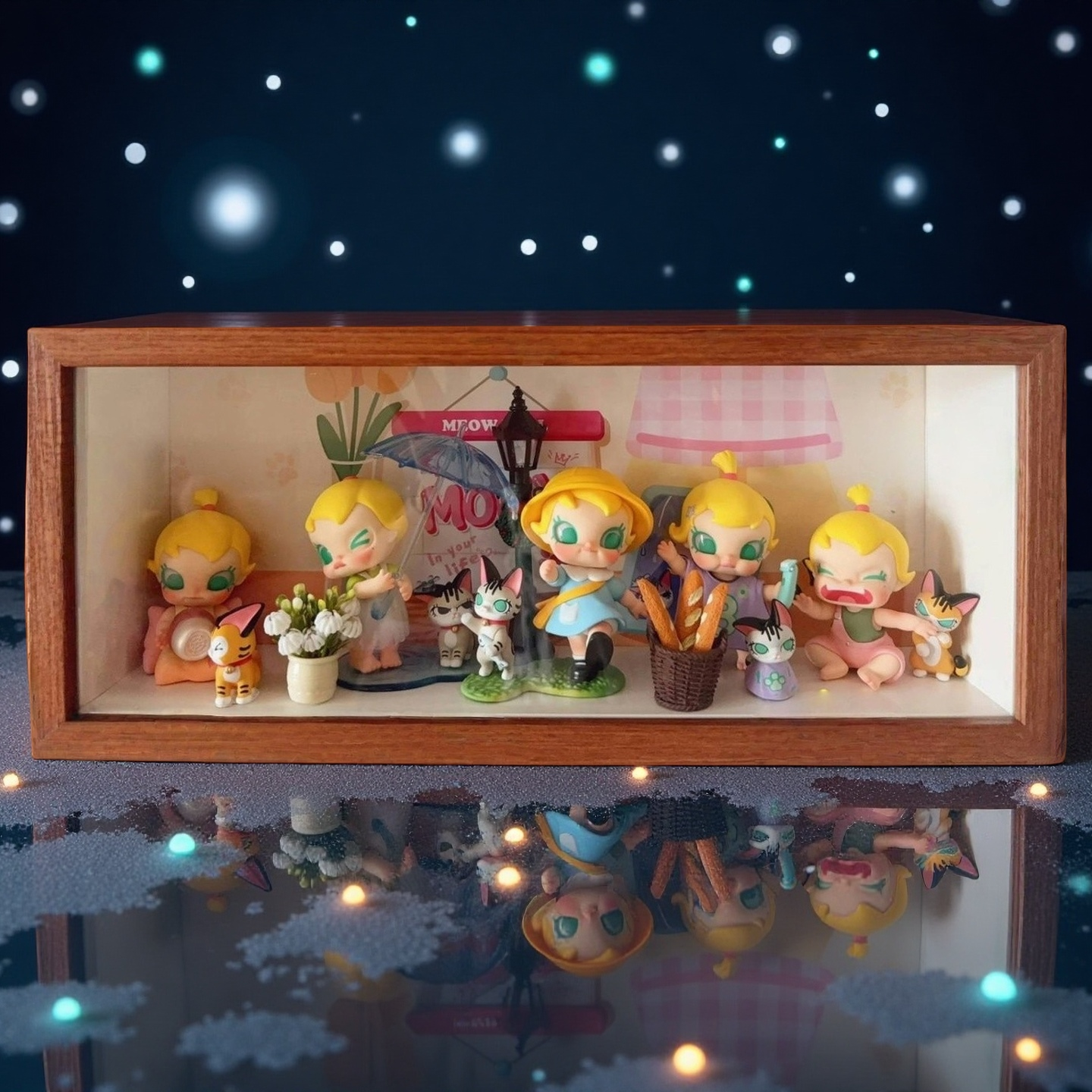 泡泡玛特Baby Molly喵趣横生盲盒收纳展示盒展示框收纳盒抽拉相框