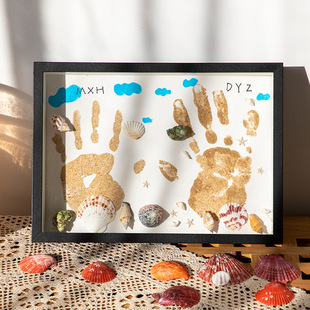 海边沙滩手印相框沙滩手印画diy情侣手印画相框手掌画纪念品礼物