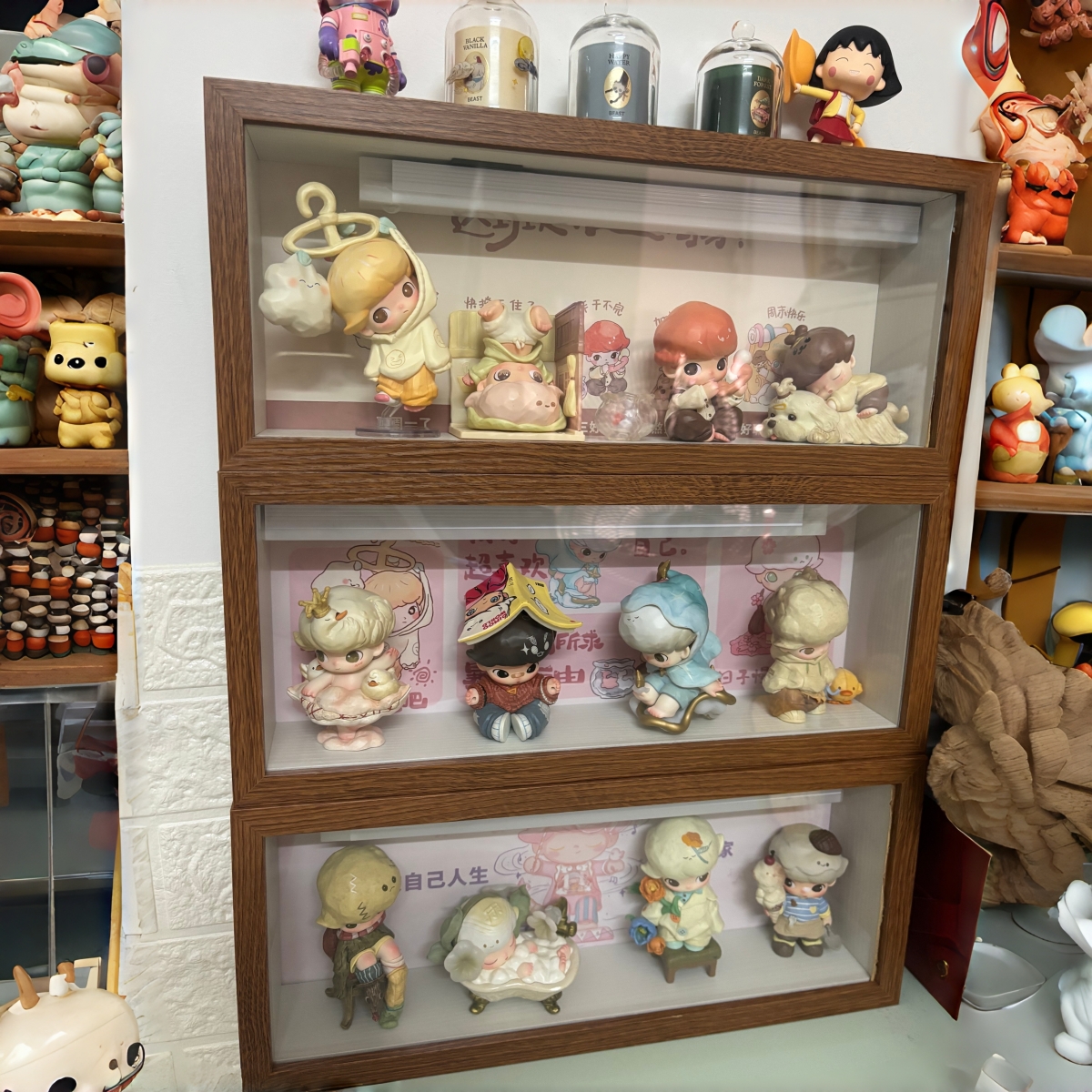 泡泡玛特dimoo星期八盲盒展示盒造景相框防尘收纳盒展示柜抽拉