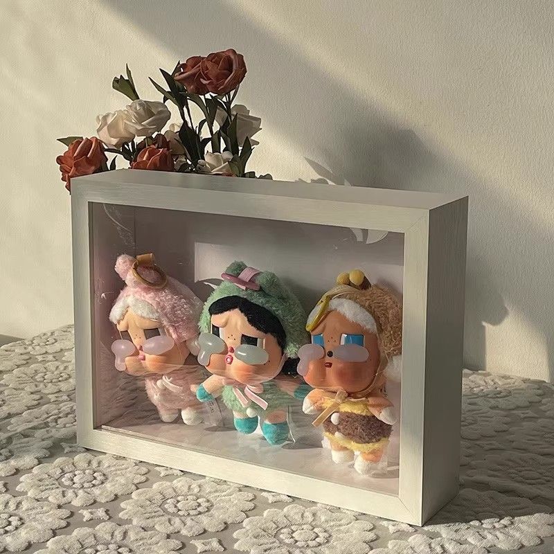 泡泡玛特crybaby花朵搪胶展示盒相框眼泪工厂爱神的眼泪空框中空