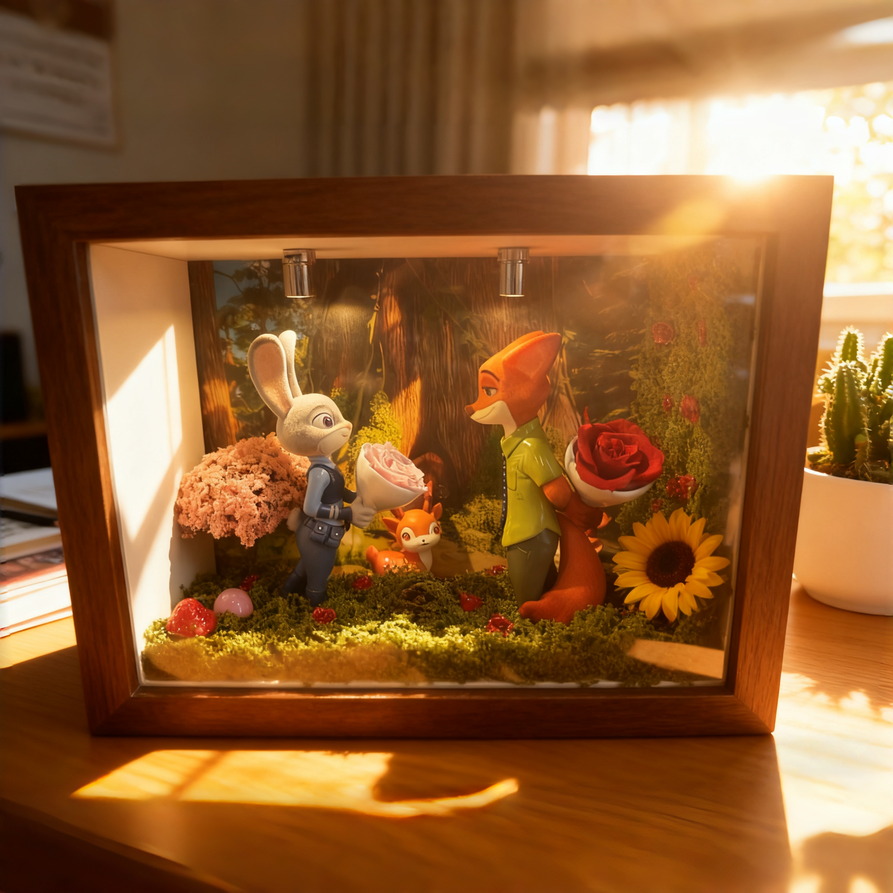 适用朱迪尼克疯狂动物城盲盒相框展示盒盲盒收纳展示相框造景手办