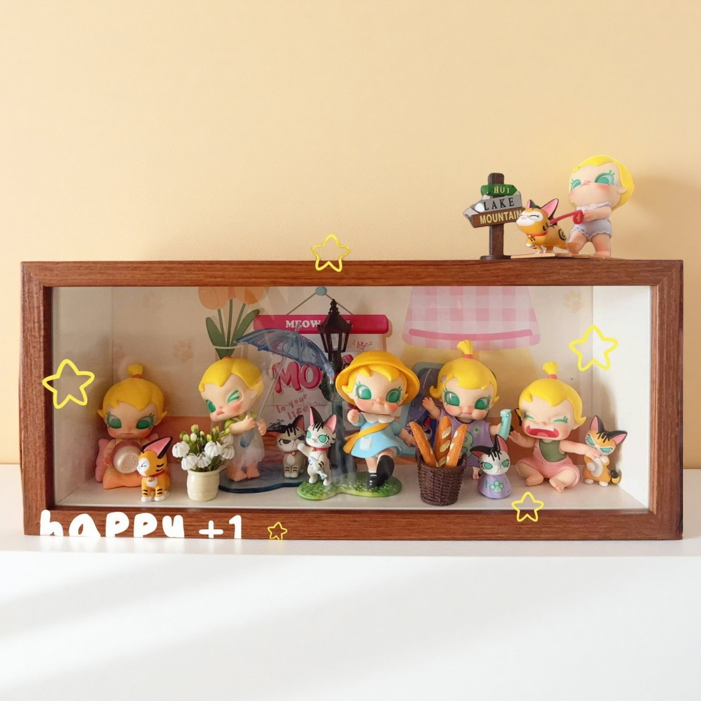 泡泡玛特Baby Molly喵趣横生盲盒展示盒收纳盒相框防尘抽拉展示柜