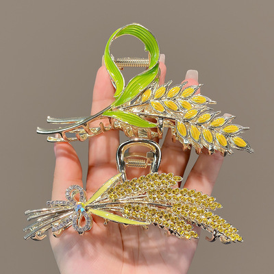 2023年新款麦穗头发夹子头饰发夹女后脑勺发抓夹大麦大号鲨鱼夹夏