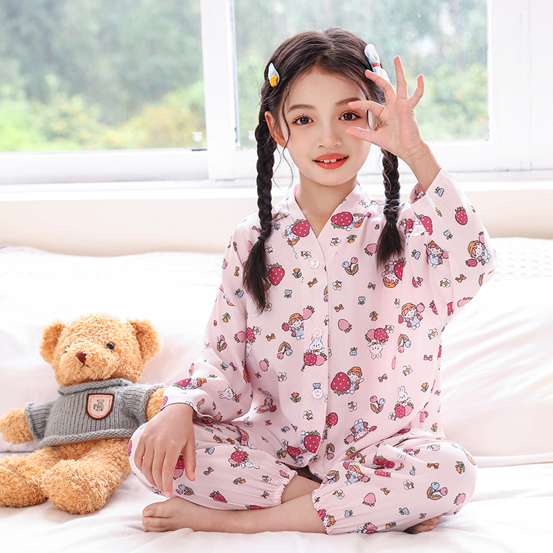夏季儿童棉绸睡衣套装