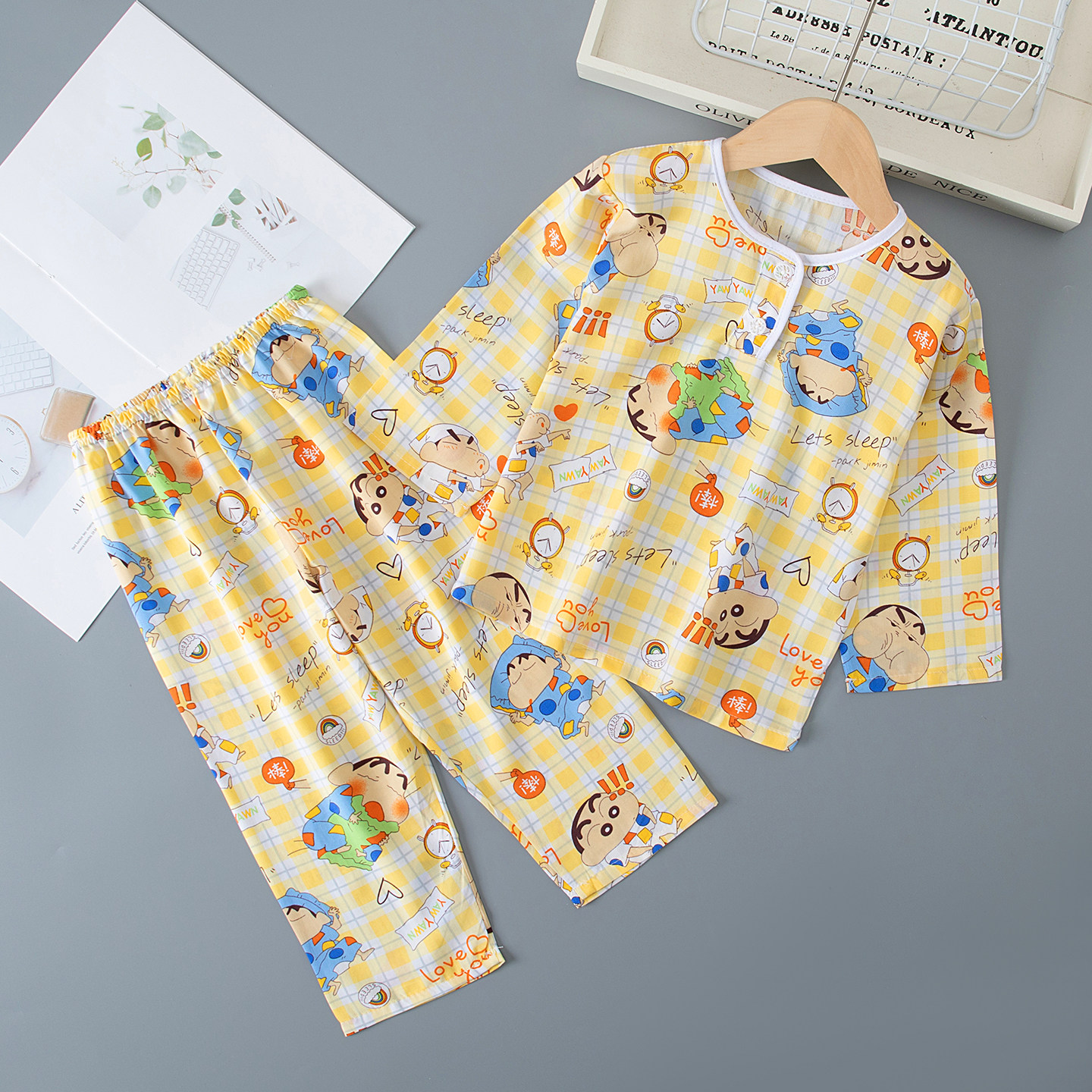 春夏季儿童棉绸睡衣男童女童男孩女孩宝宝家居服绵绸亲子套装薄款