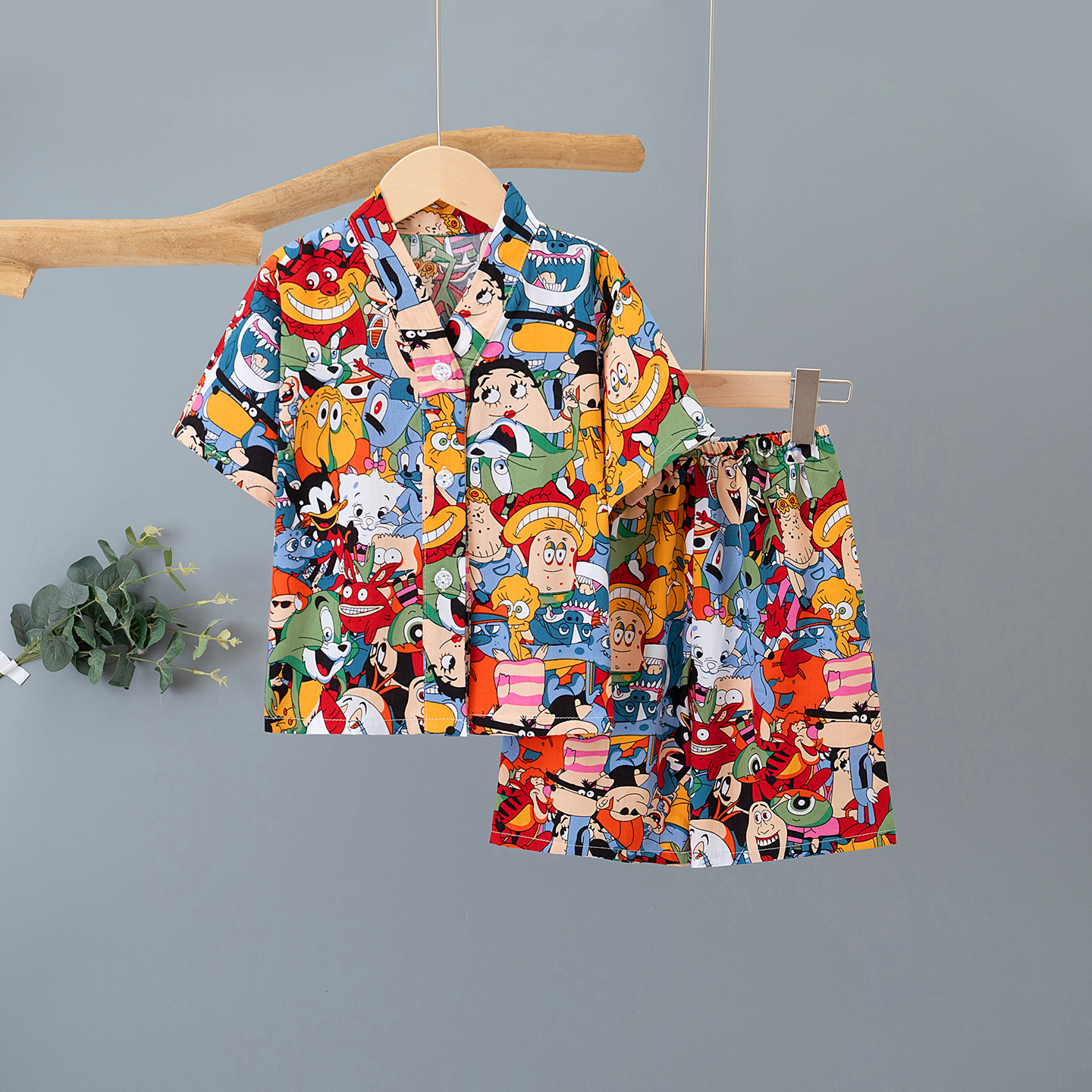 夏季儿童装棉绸短袖短裤睡衣男童女童绵绸男孩宝宝家居服套装薄款