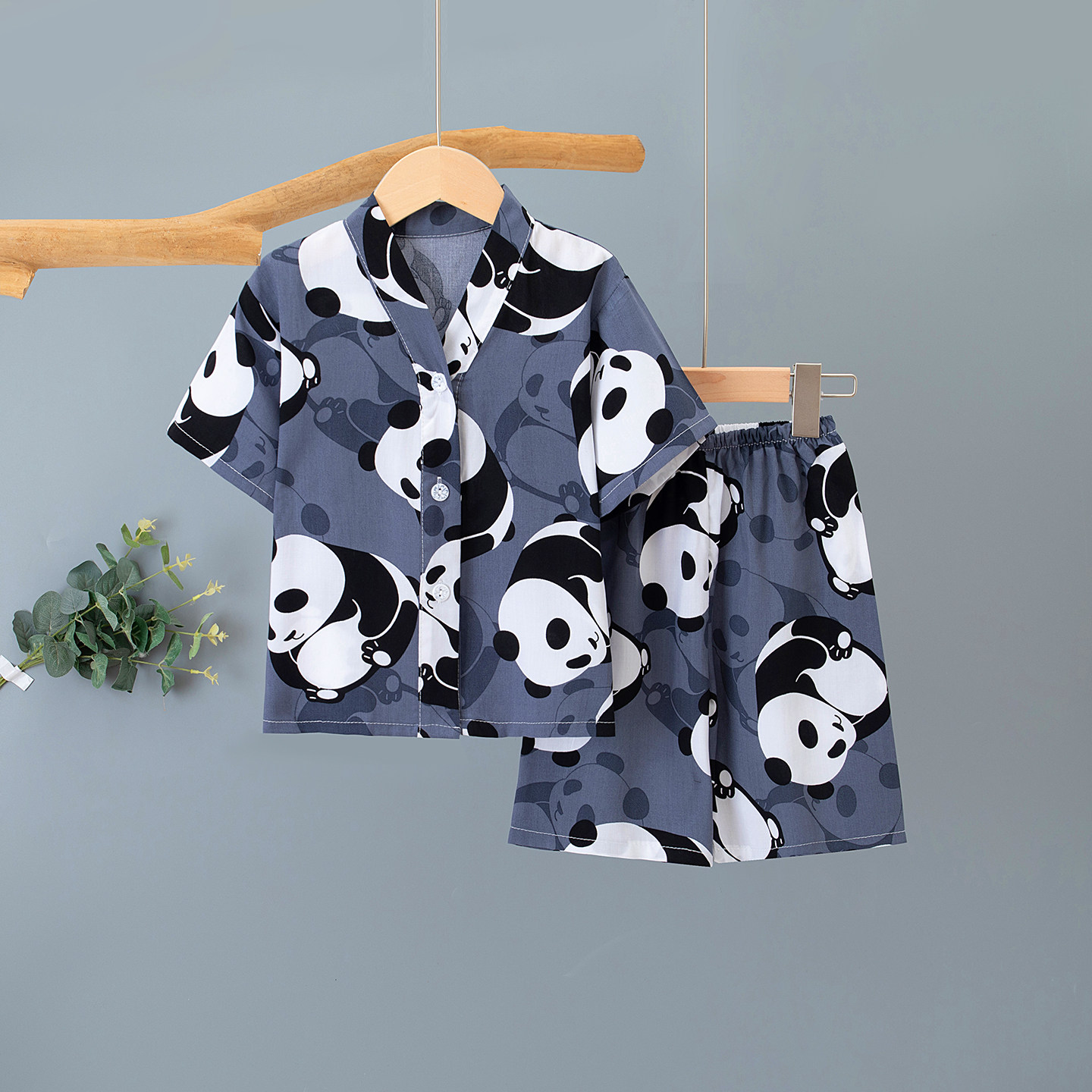 夏天儿童装棉绸短袖短裤睡衣男童女童绵绸男孩宝宝家居服套装薄款