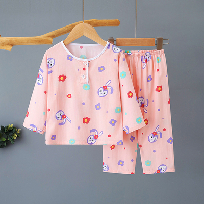夏季儿童棉绸睡衣套装
