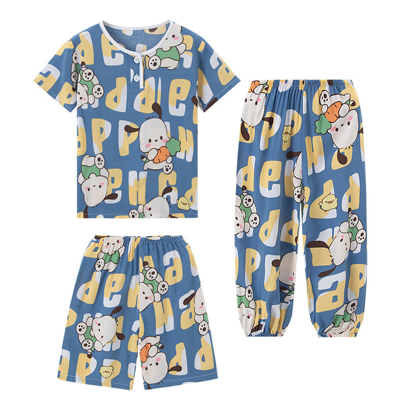 夏天睡衣儿童棉绸套装男童女孩宝宝人造棉短袖短裤绵绸空调家居服,童装/婴儿装/亲子装,家居服套装,淘宝优惠券,粉丝福利购,淘宝优惠卷