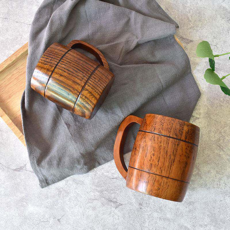 整新式品日复古柄木mb09-54杯 木手质啤酒杯 简约儿童牛奶杯水杯