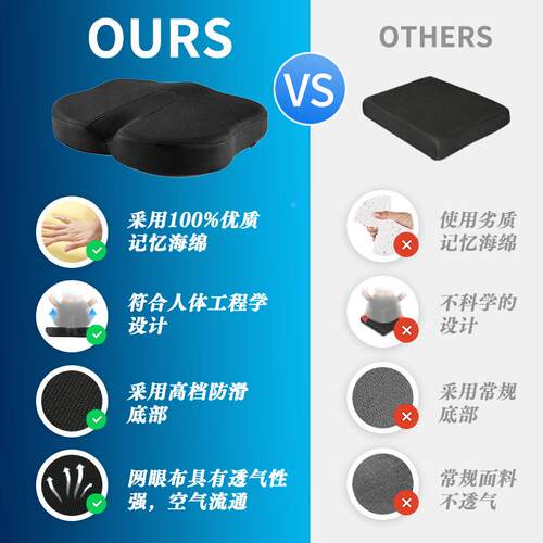 跨境外蝶形坐垫慢回C-003弹记忆棉椅垫清凉屁垫办公车载户冰气垫