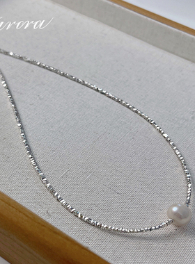 碎银几两珍珠项链女轻奢百搭碎银子锁骨链2024爆款百搭高级感颈链