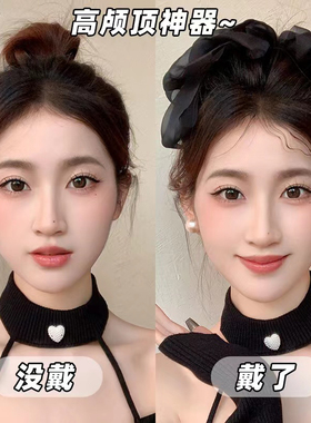 高级感蝴蝶结发夹女后脑勺高颅顶黑色网纱2024年新款网红弹簧夹子