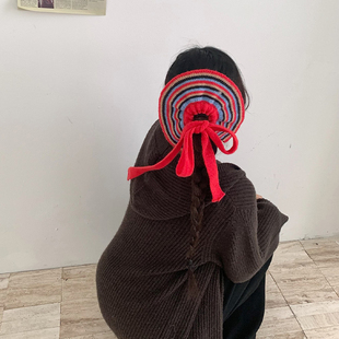 周美美Tomasa同款彩色针织大发圈发带发饰围脖红色头饰女小众绑带