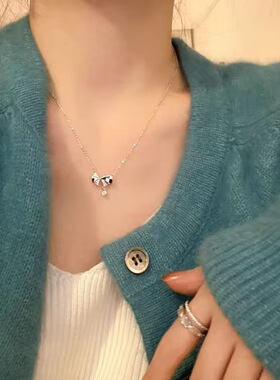 ins风小众设计百搭精致高级感配饰黑白格棋盘项链潮流辣妹锁骨链