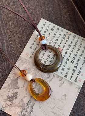 复古民族风长款设计颈链大号奶油色圈圈树脂项链女新中式小众配饰