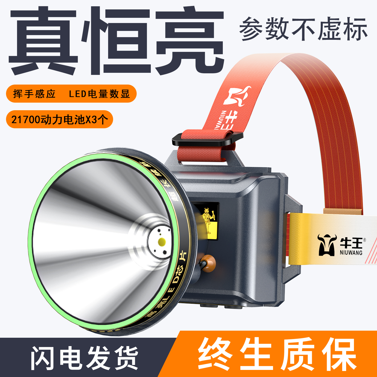 S100强光头灯充电超亮远射头戴式照明灯户外锂电池超长续航手电筒