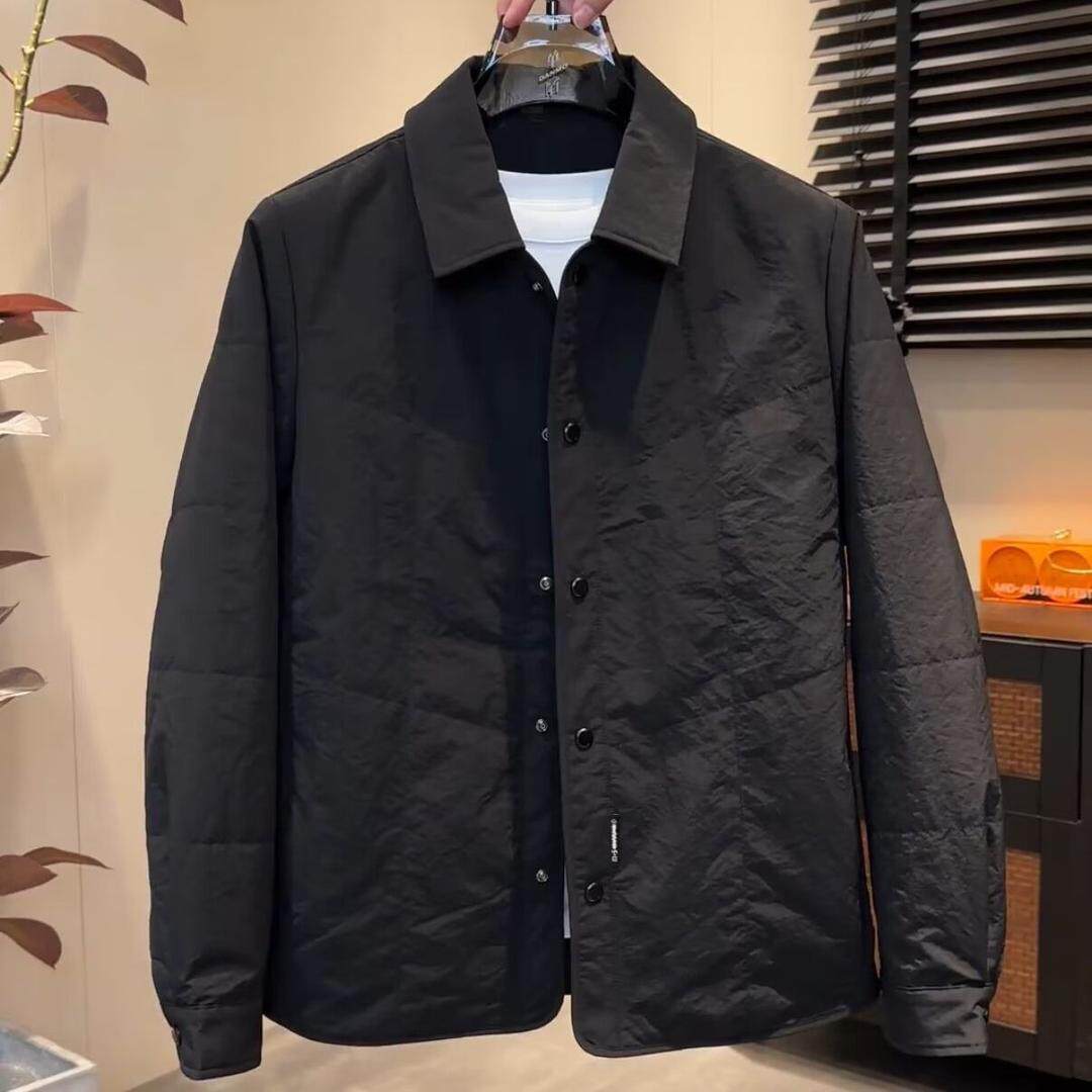 秋冬爆款轻量化保暖翻领棉服外套男美式复古防风轻便纯色二棉夹克