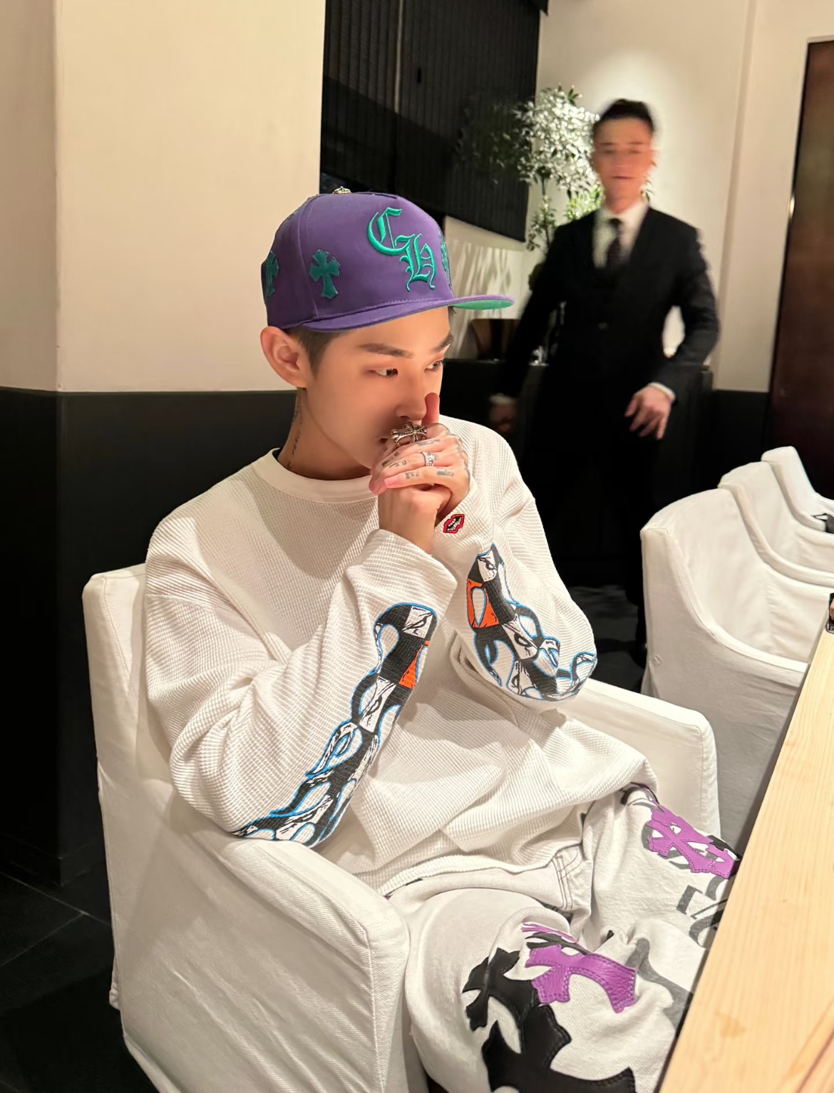 thumbnail for Crowe ch Matty boy collaboration waffle long sleeve graffiti loose tide tee