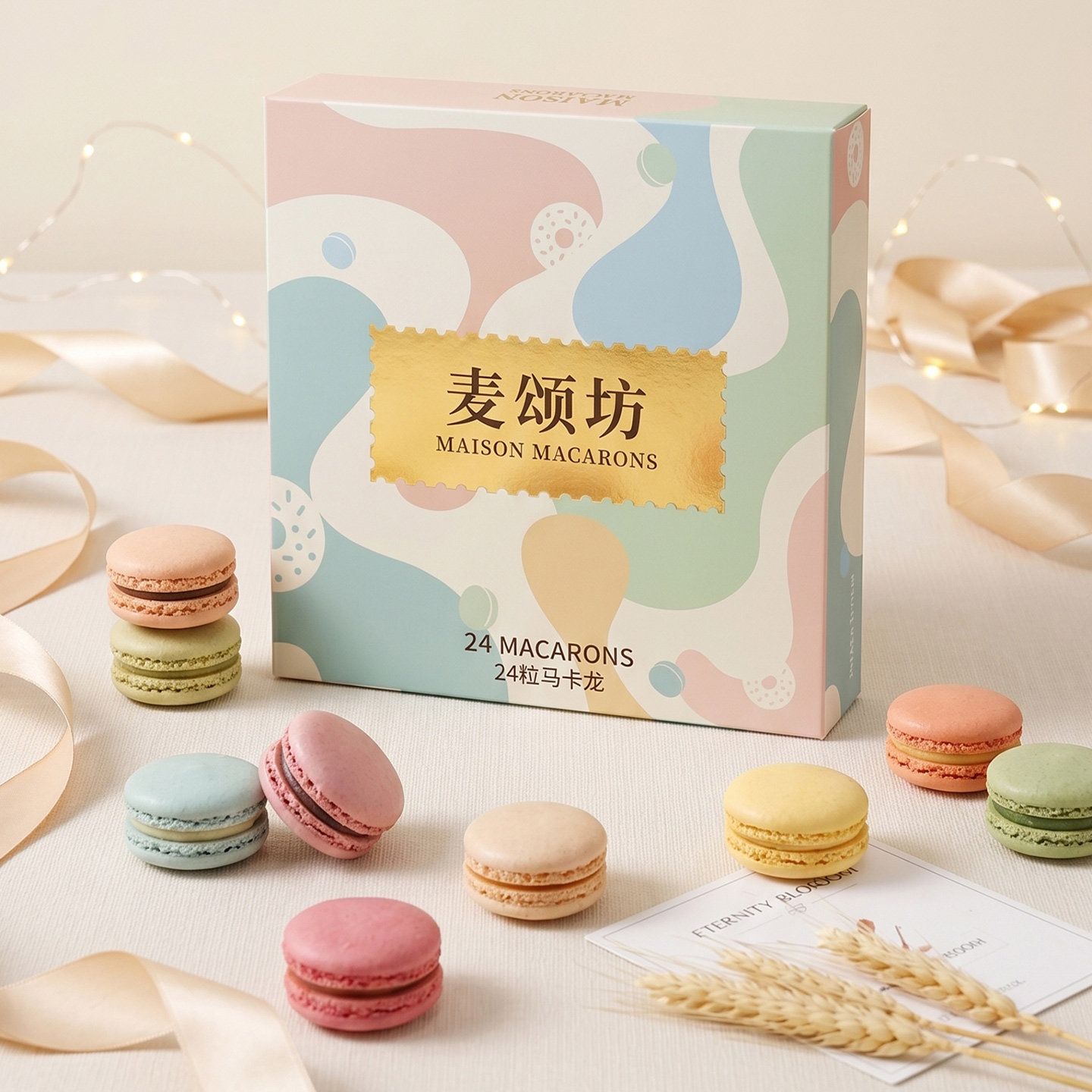 麦颂坊法式马卡龙24粒礼盒装生日礼物送礼佳品西式糕点下午茶甜品