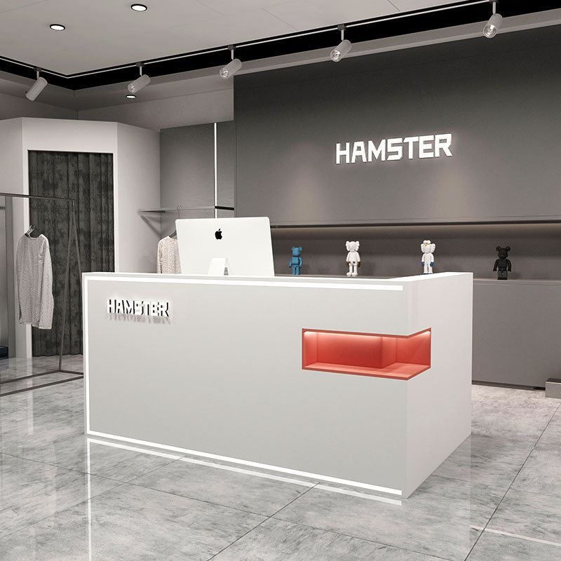 服装店美发店前台收银台轻奢现代线型灯带办公接待台网红医美吧属于什么档次？