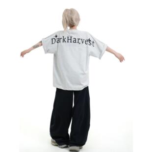 漂亮炮灰美式复古字母印花短袖T恤男女夏季宽松休闲百搭情侣上衣