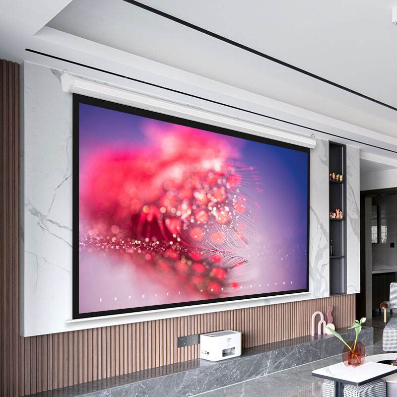 极速电动幕布100寸120寸15v0寸180寸200寸投影布高清 遥控自动升