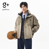 山系户外藏帽设计拼接防风外套情侣同款 金利来 宽松棉衣棉服