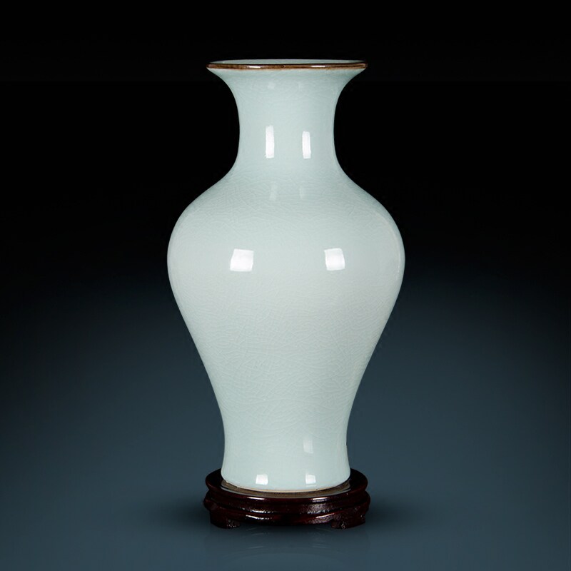 z047景德镇陶瓷器仿古官窑裂纹花瓶家居工艺品客厅装饰品摆设大号